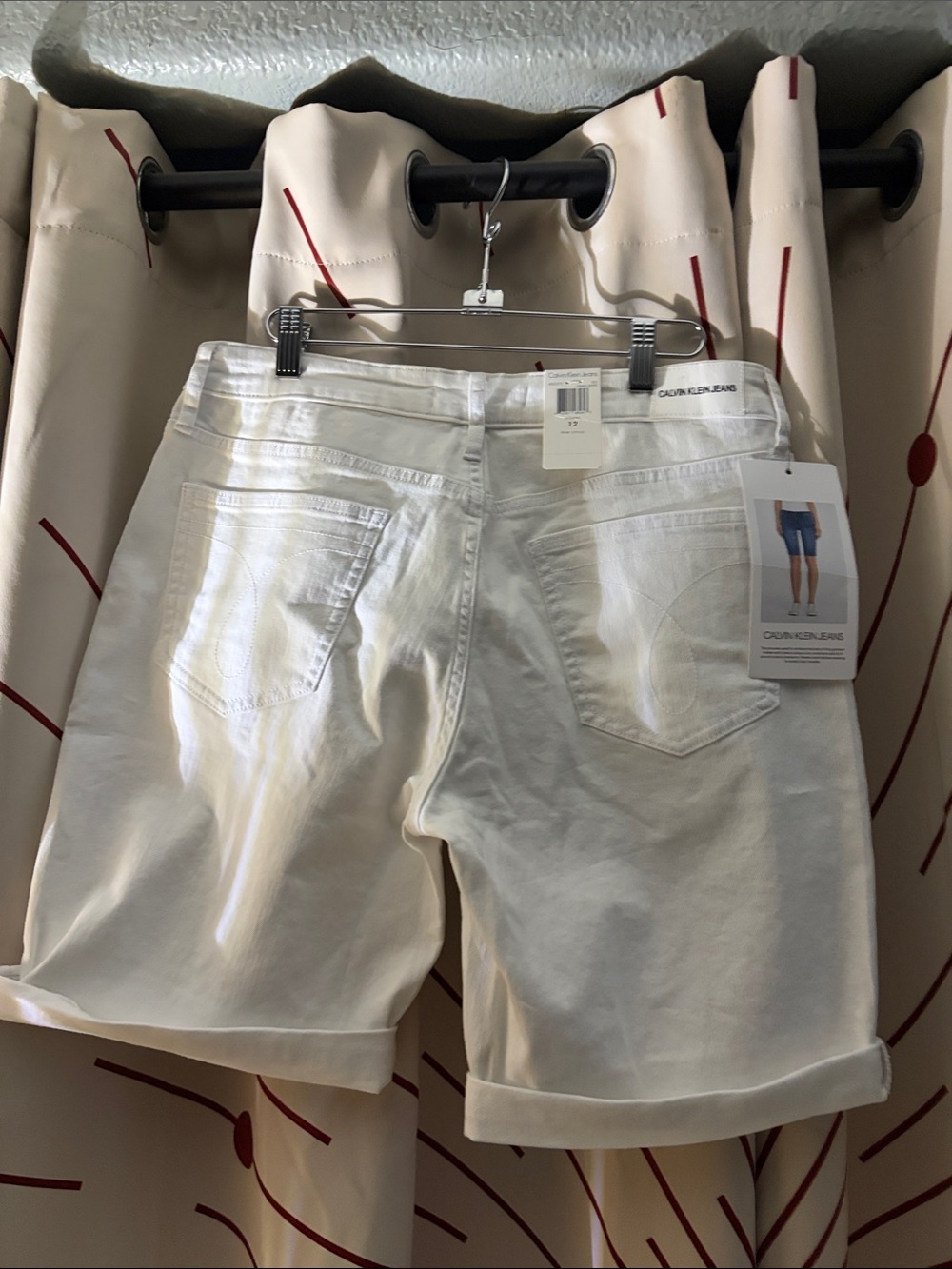 Calvin Klein White Rolled-Hem Women's Denim Shorts - Picture 3 of 4